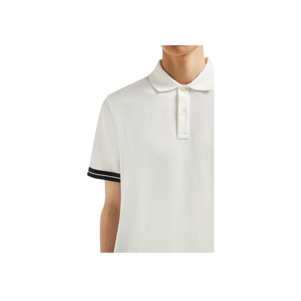 Moncler Pánské polo tričko s krátkým rukávem SS25 s embosovaným logem Bílá K1-091-8A00027-89ALK-034