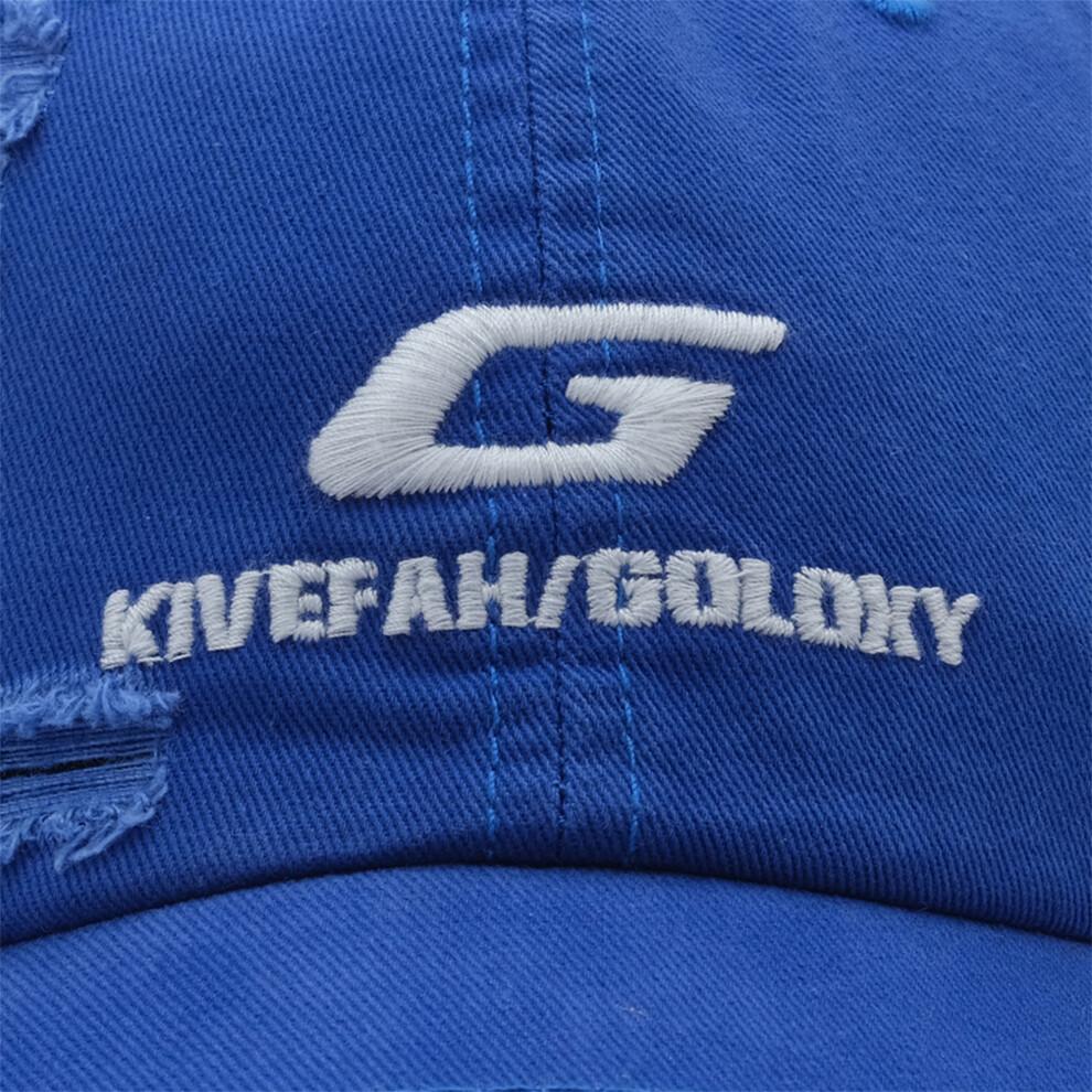 (Einheitsgröße, Blau) Herren Damen Baseballkappe Stylisch Buchsticken Ausgefranst Verstellbar Breiter Schirm Sonnenhut