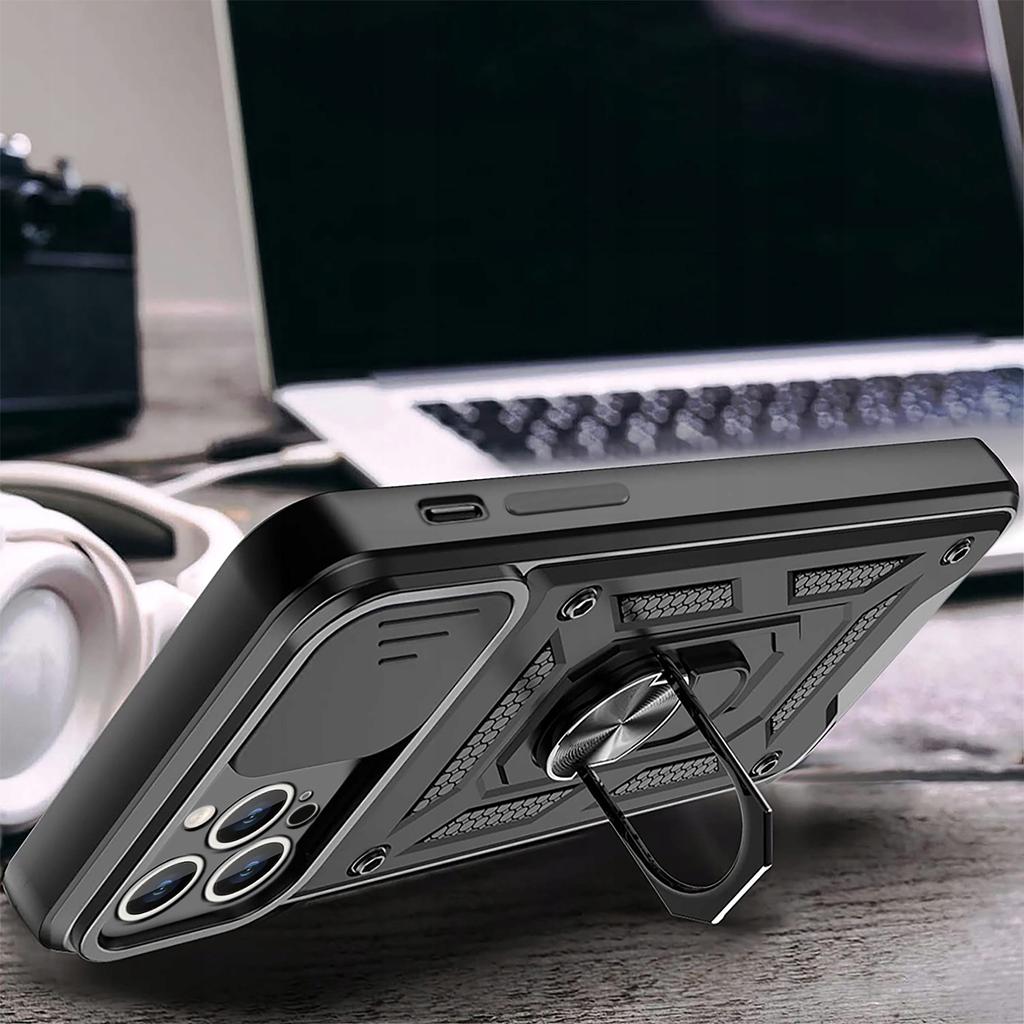 Case for iPhone 16 Pro Max ARMOR SLIDE RING REINFORCED BACK + 9H GLASS