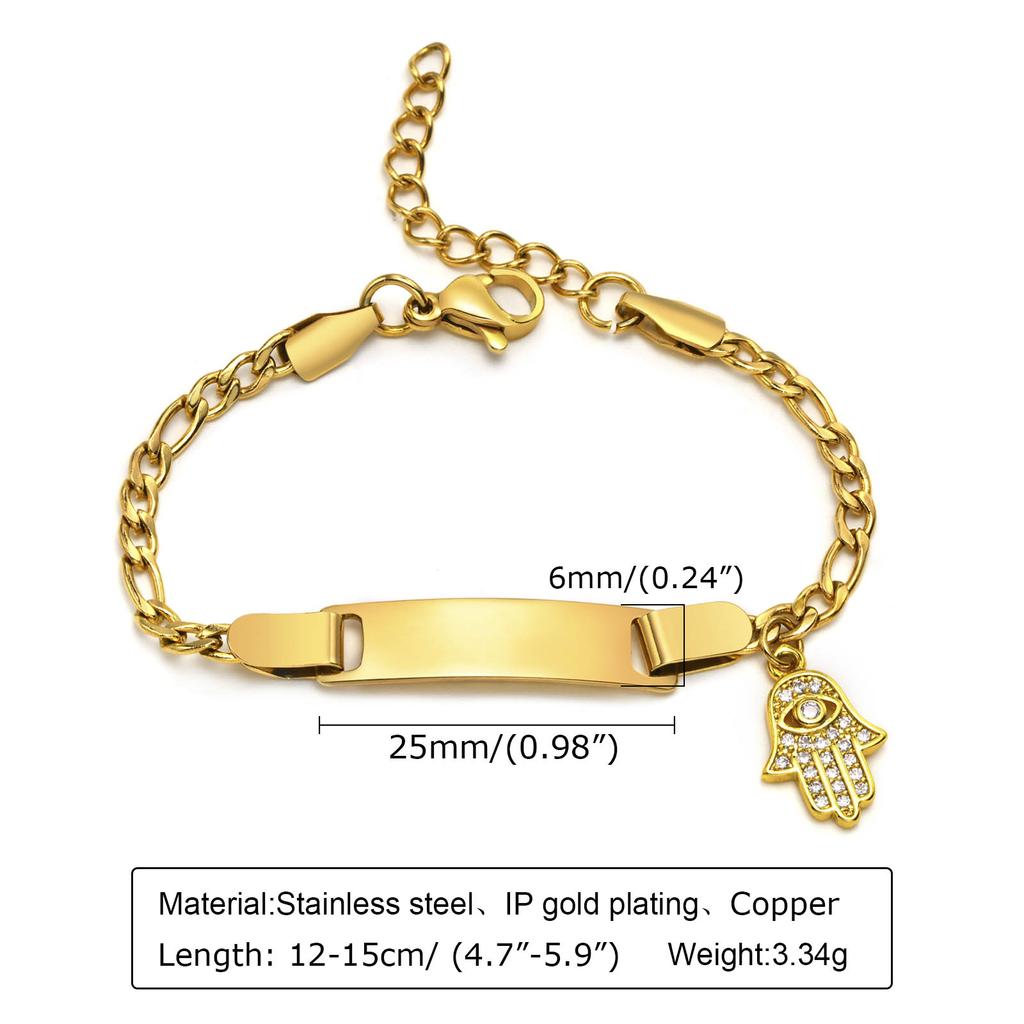 Free Engraving Name Bracelet  for Little Boy Girl , Stainless Steel Chain Link, Personalized Birthday Gift