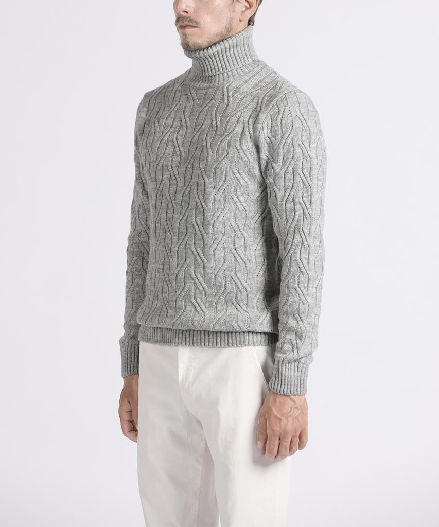 PANICALE Gray Melange Casual Turtleneck Knit