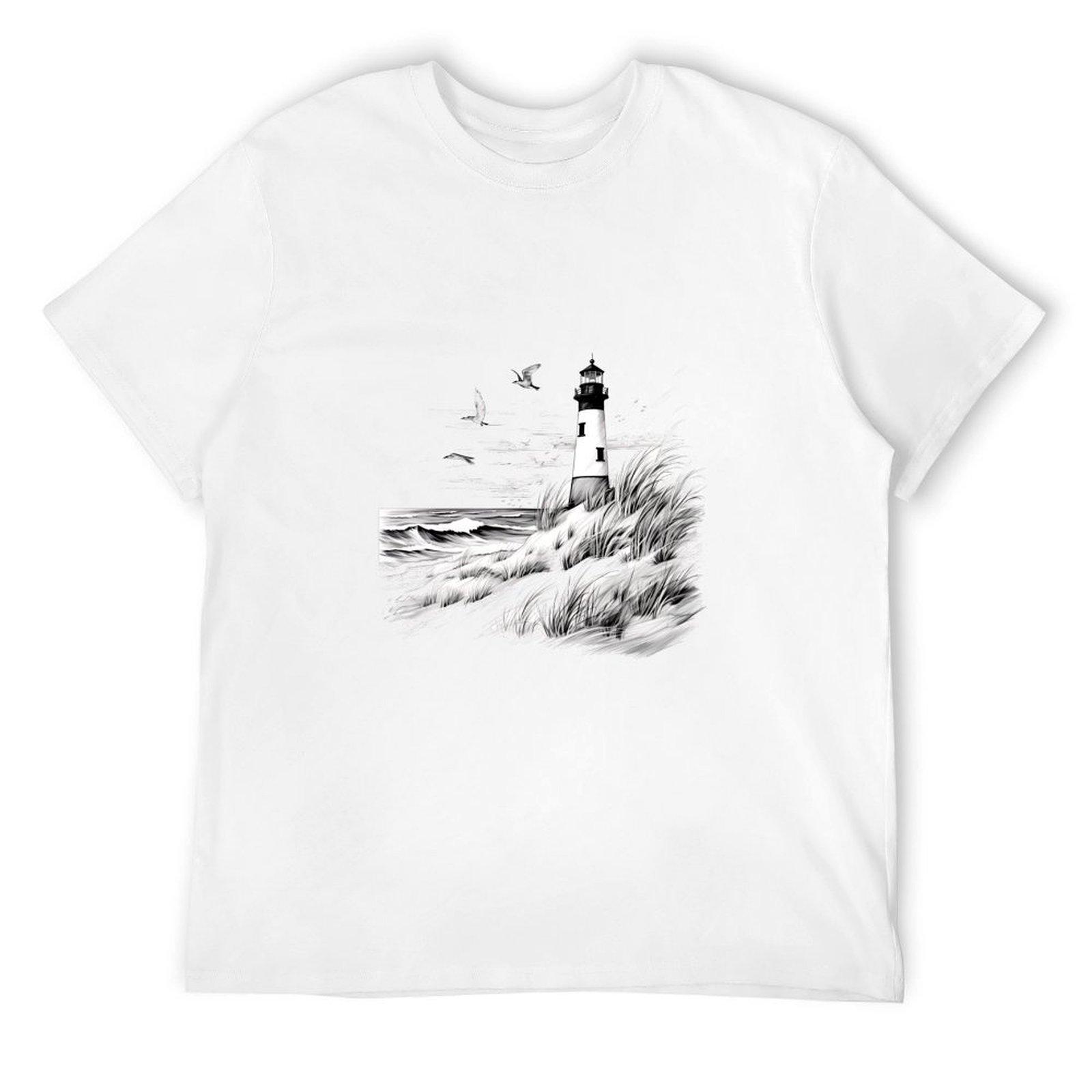 lighthouse T-Shirt hippie clothes korean fashion plus sizes mens funny t shirts S
