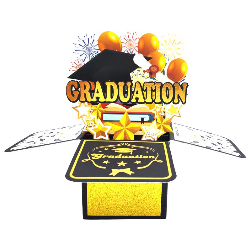 Graduation Pop Up Card Envelope Congrats Grad Card 3D Card For High School College University Graduates Season Party Decoration
