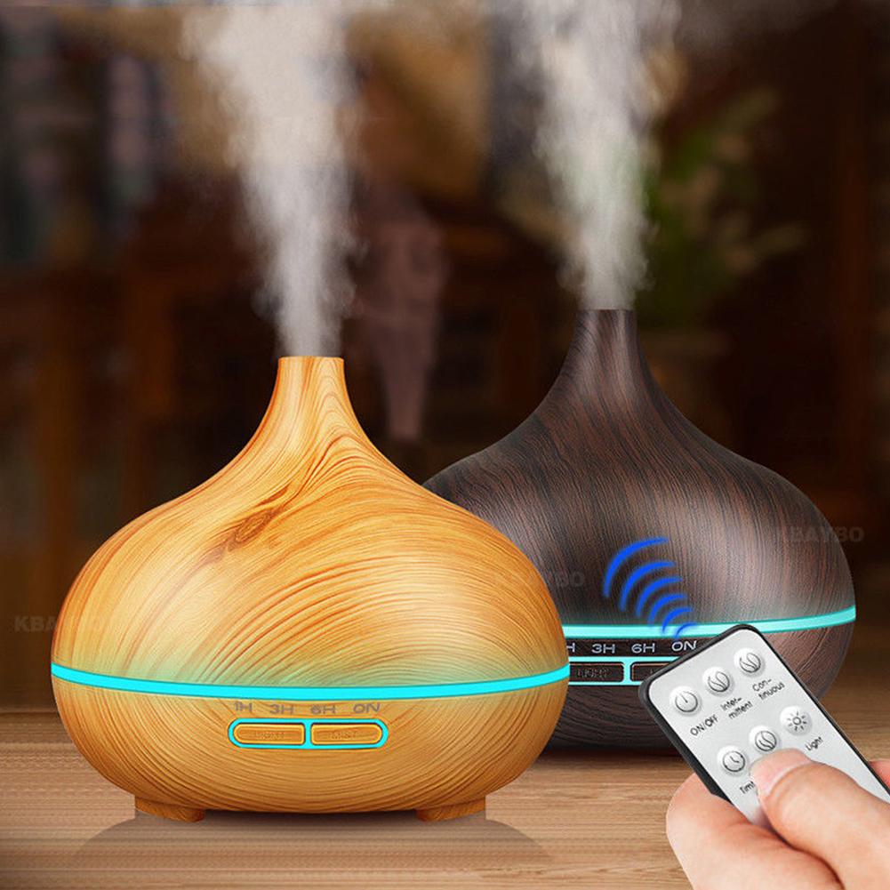 Fashion Wood Grain Aroma Essential Oil Diffuser Ultrasonic Air Humidifier Colourful Night Light Home Decoration