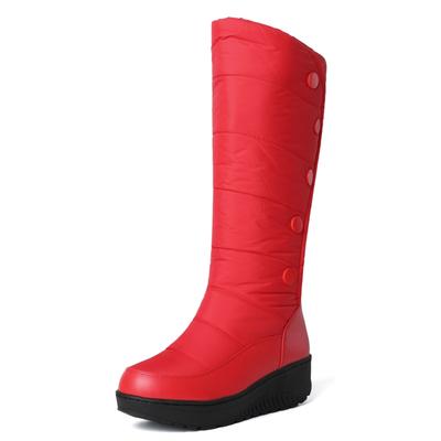 Warme Pelz Hohe Schneestiefel Damen Winterschuhe Lässige Keile Daunen Wasserdicht Schwarz Rot Weiß Dick Plüsch Kniehohe Stiefel Mädchen
