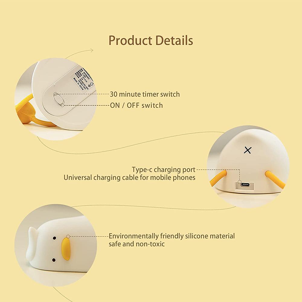 Silikon Ente Nachthimmel Led Nachtlicht Wiederaufladbare Lampe USB Cartoon Kinder Kid Schlafzimmer Kreative Dekoration Geburtstag Geschenk