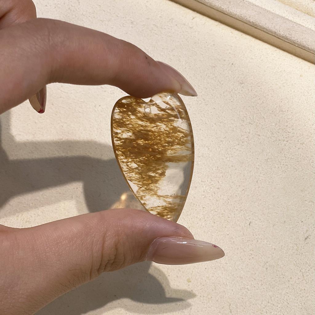1Pc Natural Stone Elongated Heart Pendant 24×40mm Single Hole Gemstone Charm For DIY Necklace Jewelry Making