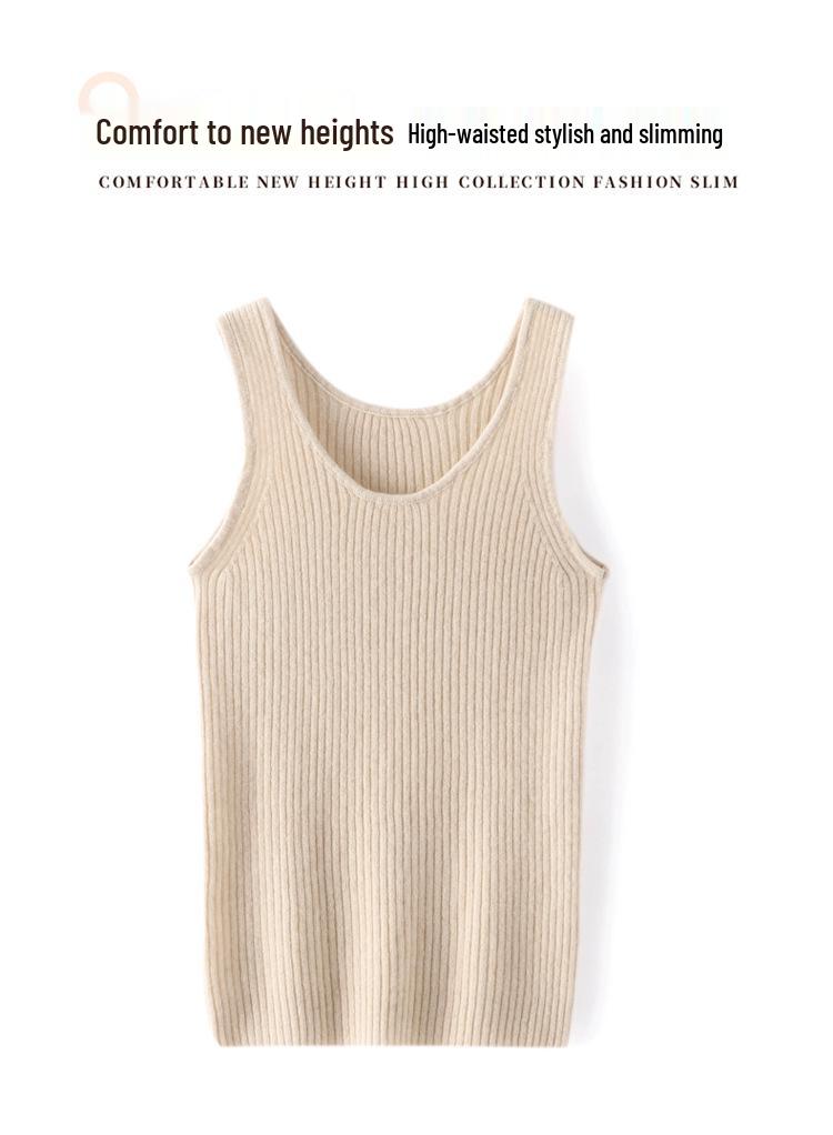 Damen 100% reines Kaschmir Strick-Camisole-Weste - Frühling/Sommer Schlanke Passform Rundhals Pullover