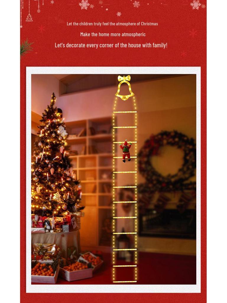 LED Santa Climbing Ladder Christmas Tree String Lights
