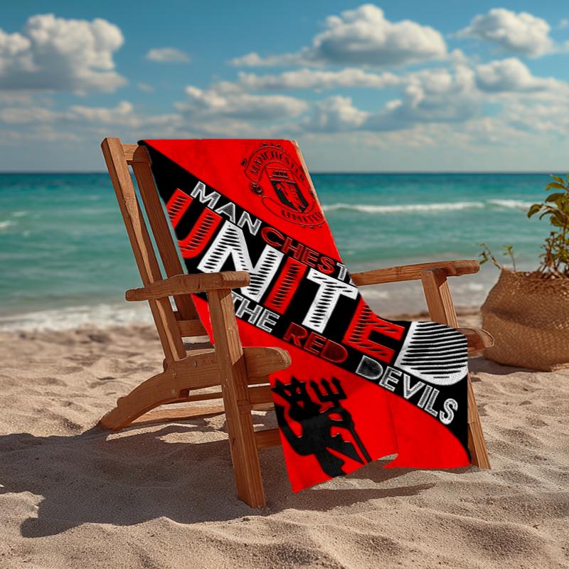 Ultra-Soft Beach Towel with Manchester United Theme,Ideal for Pool - Camping, Diving - Perfect Travel Essential, Vibrant Beach Towel.