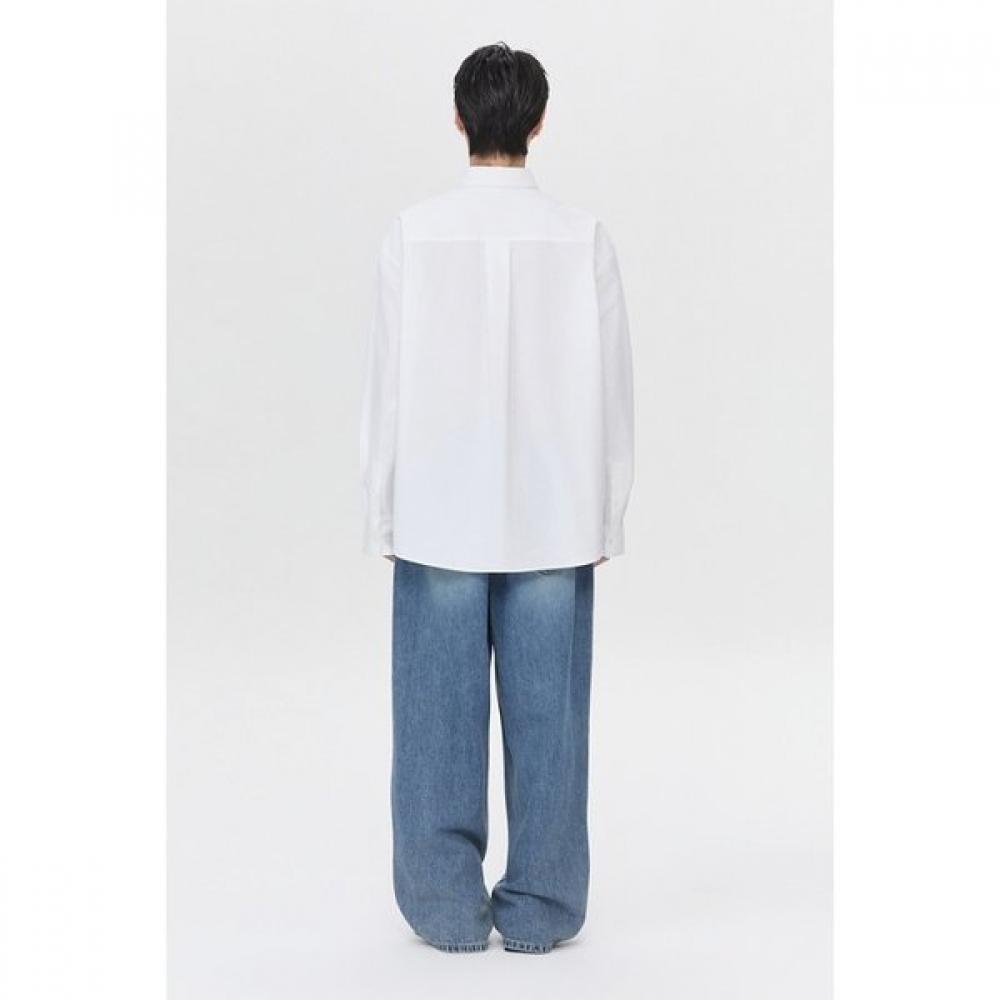 Customellow Oversized Fit Solid Shirt White C9sam26204whx