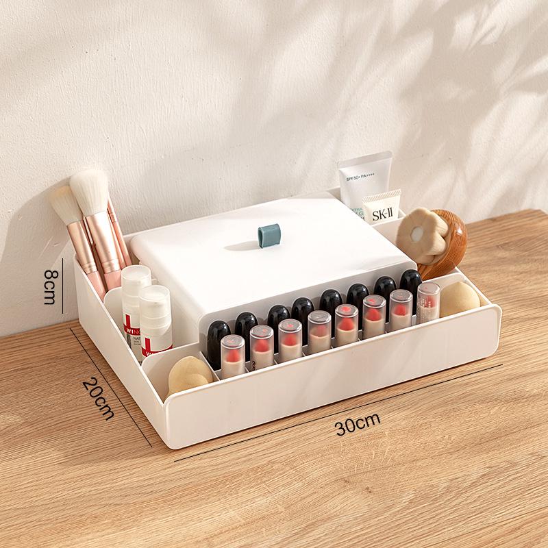 Transparent Desktop Cosmetics Organizer with Drawers for Lipsticks, Skincare, Makeup Brushes, and Masks