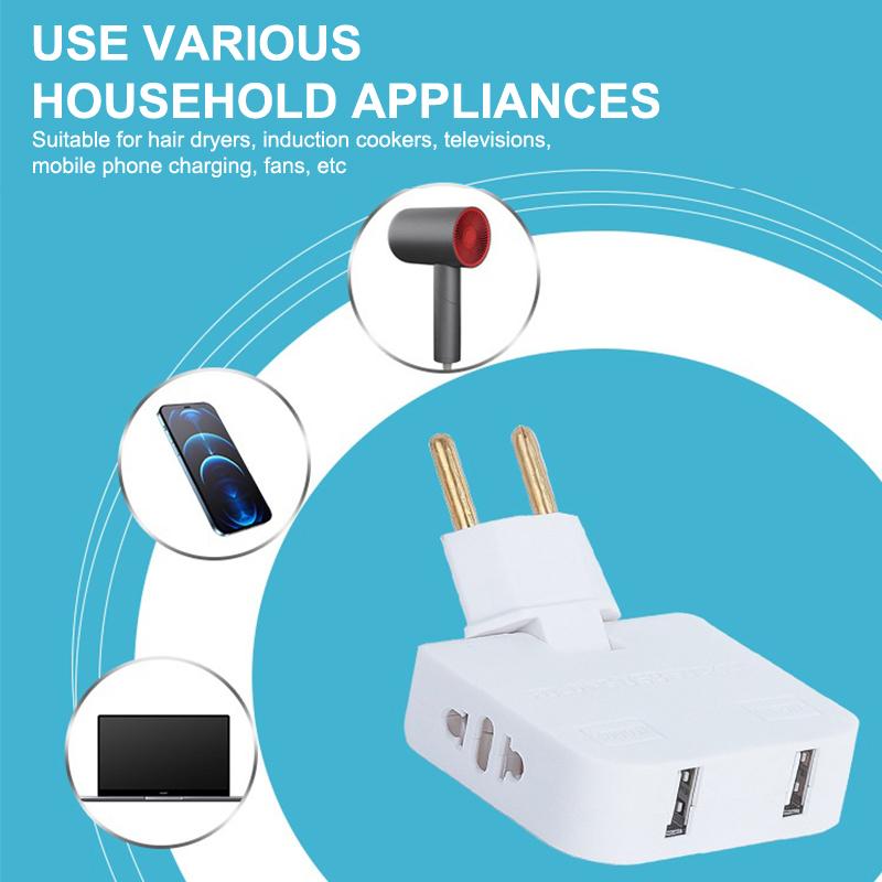 Eu Plug Adapte 4 In 1 Wall Outlet Extension Eu Electrical Socket 180 Degree Plug Adapter Travel Aadapter Portable Power Converte