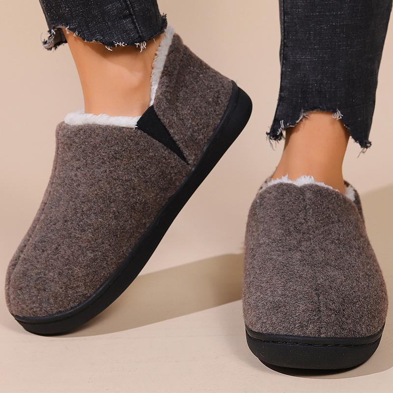 Fashion Light Non Slip Cotton Slippers Women Comfort Faux Fur House Cotton Slippers Woman Winter Mix Color Flat Heel Cotton Shoes Mujer
