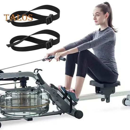 2Pcs Rowing Machine Foot Strap Heavy Duty Adjustable Feet Strap Replacement Multi-functional Fitness Equipment Auxiliary Webbing with Buckle