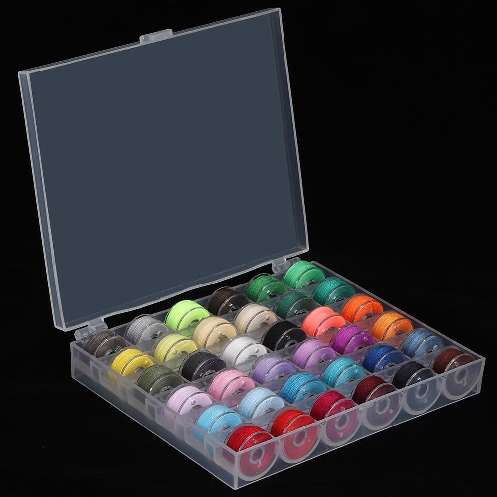 Transparent Bobbin Storage Box 36 Grid with Colorful Bobbin Thread Sewing Machine Supplies