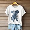 European & American 3D Printed Denim Pet Dog Round Neck Short Sleeve Women's Casual Loose Top, 2026 Style