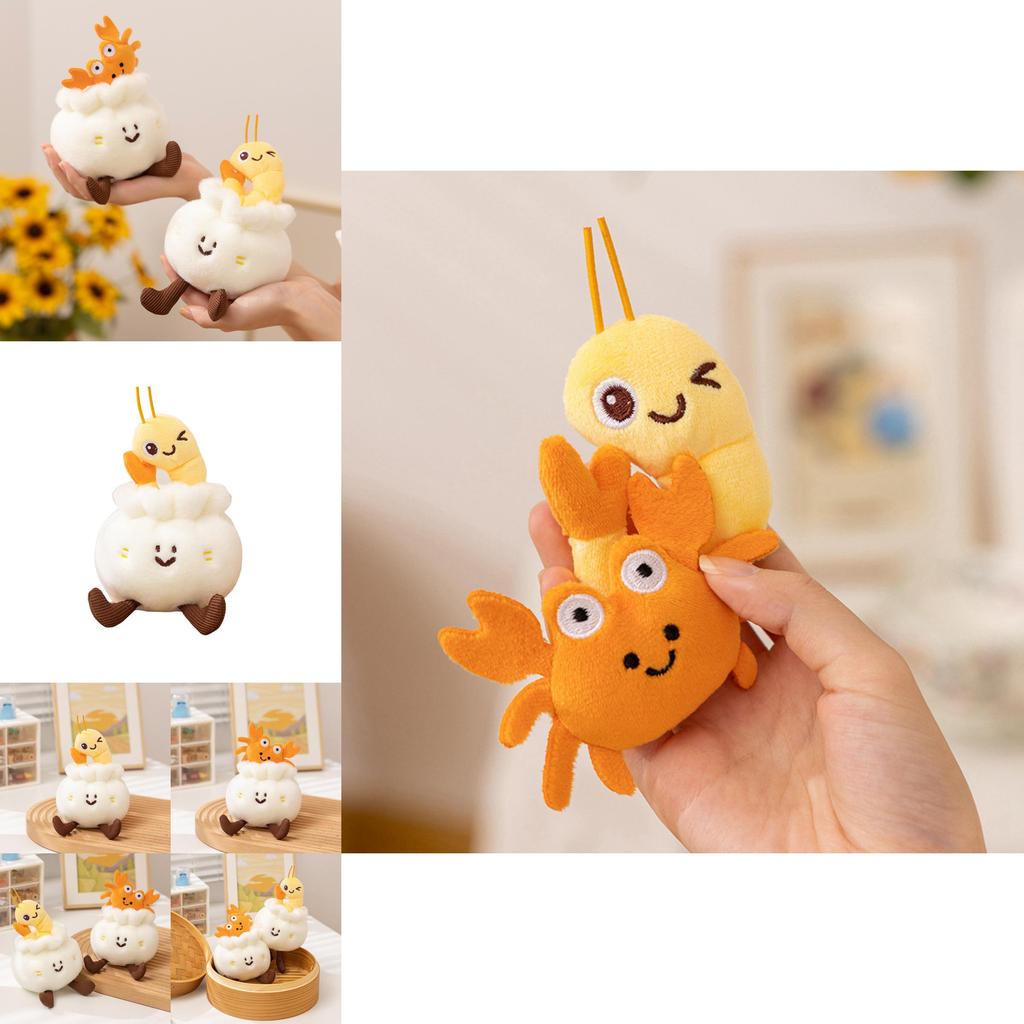 Plush Crab And Shrimp Steamed Bun Toys For Kids Home Decor And Collection