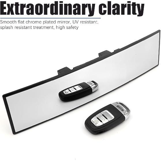 Mandark Car Rear View Mirror, 12 Inch Panoramic Clip On Convex Auto Rearview Mirror, HD Anti Glare & Wide Viewing Range Vehicle Interior Accessories,