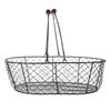 Rustic Wire Basket with Wood Handles Vintage Iron Construction Decorative Functional Storage Basket for Firewood Eggs Snacks