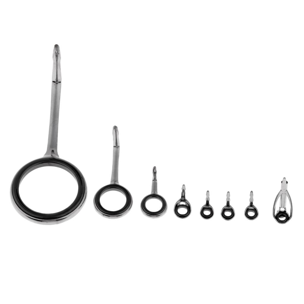 8 pcs Fishing Rod Guides Eyes Telescopic Surf Casting Rod Guides s Tip Tops Repair Kit Fishing Tools