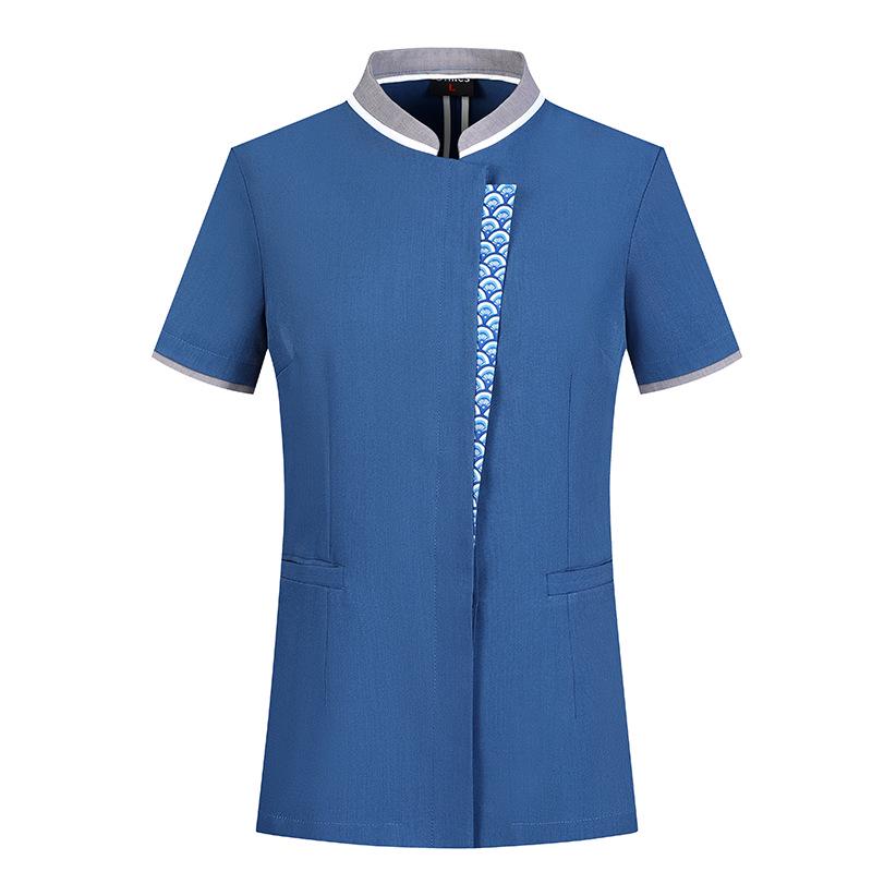 Chinese Style Short Sleeve Cleaning Uniform for Hotel and Office Staff