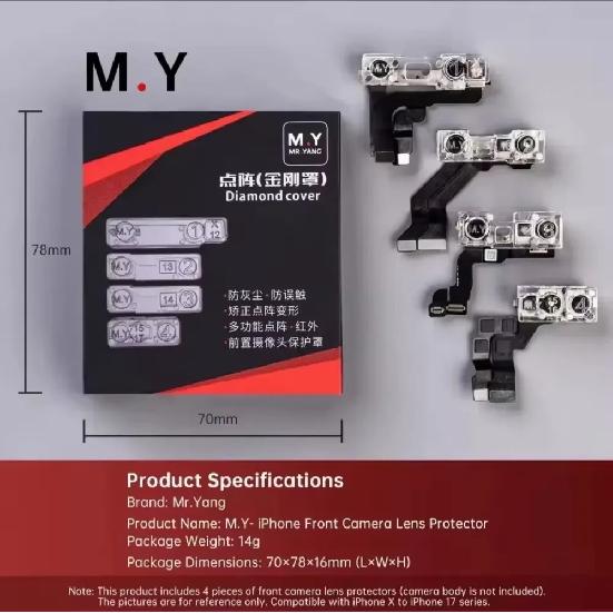 YCS Front Camera Protector Case for IPX 11 12 13 14 15 16 17 Pro Max Full Series Mobile Phone Repair Protecting Diamond Cover
