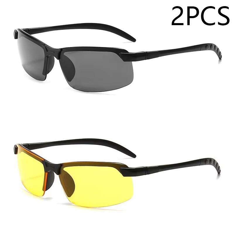 Night Vision Glasses Men Anti-Glare Driving Half Frame Sunglasses for Driver Outdoor Sport Goggles Women Day and Night Eyewear