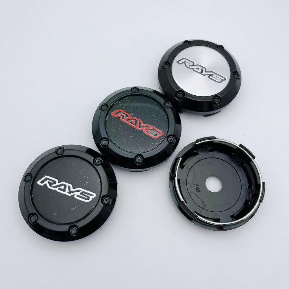 4pcs 66mm 62mm Car Wheel Center Caps With RAYS Logo Emblem Badge Wheel Hub Center Dust Cover Rim Hubcaps Car Styling Accessories