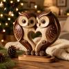Hand Polished Wood Decor Wooden Animal Ornament with Stable Base, Double Layer Carved Figurine, Rustic Crafts for Office Heart Shape Sculpture