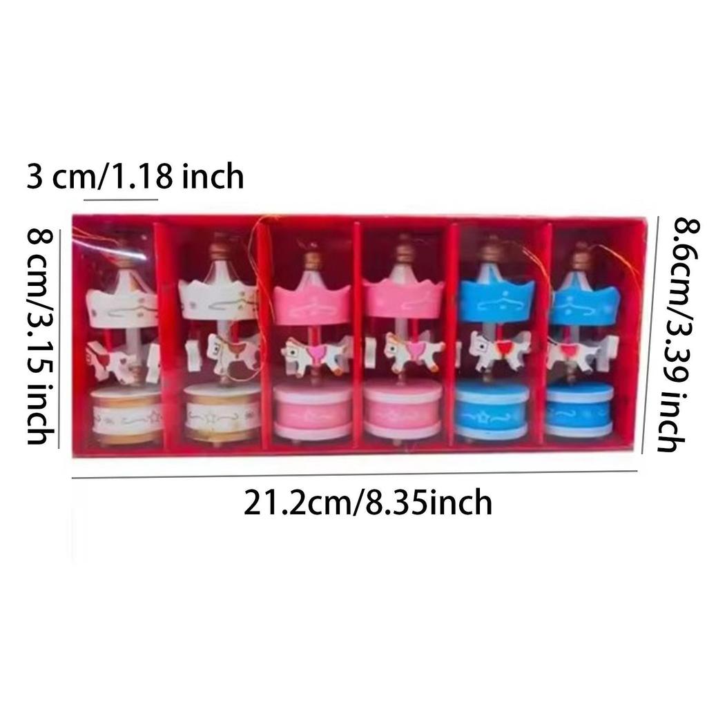 6x Christmas Decoration Carousel Horse Hanging Pendant for Home Holiday Wall