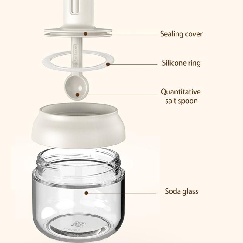 Packung mit 2 einziehbaren Löffel-Glas-Gewürzgläsern mit Verschluss zur Aufbewahrung in Küchenvorratskammern und als Camping-Essential für den Außenbereich