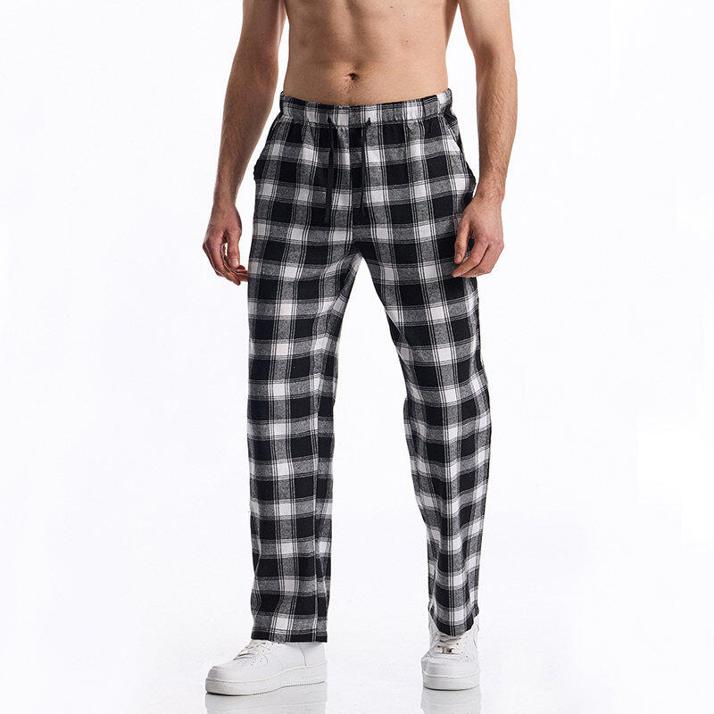 Men's Casual Pants Summer Autumn Checkered Print Pants Loose Fit Elastic Waistband with Drawstring Stylish and Comfortable