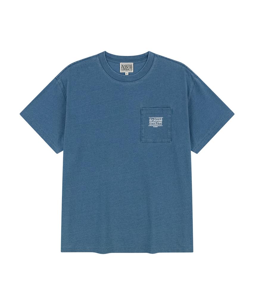Malittepeulangsowajeobeo Doodle Classic Logo Pocket Tee Blue