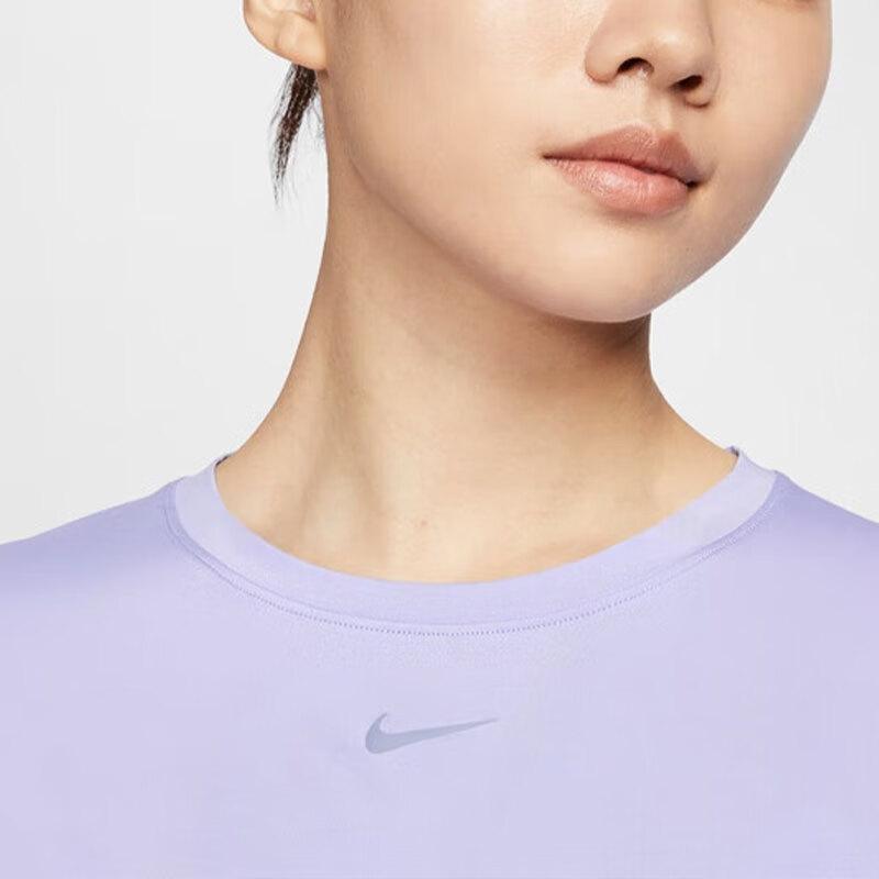 Nike Dri-Fit One Classic Twist Playful Fashion Quick-Dry Short Sleeve T-Shirt Women T-Shirts Ice-Violet Black HJ1055-533
