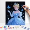 Disney Blue Princess Butterfly Painting by Numbers Hand Filled Drawing Art Kit Home Decor