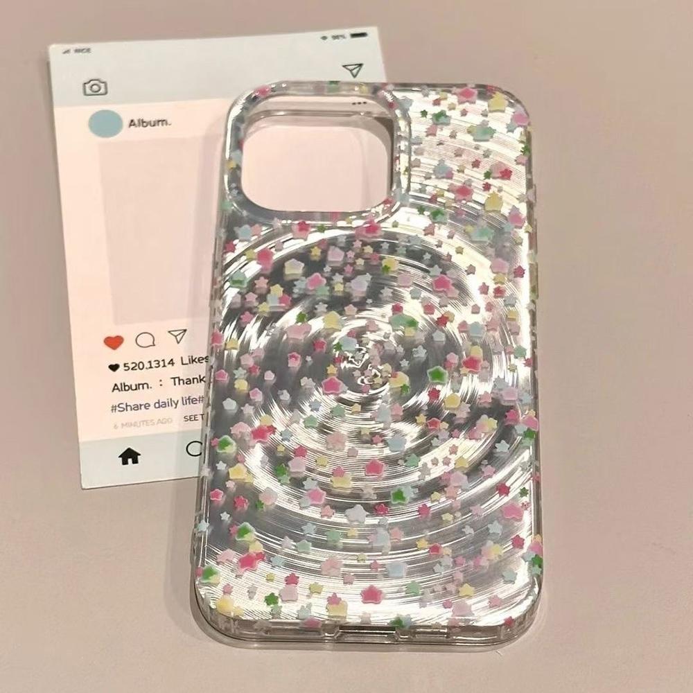 Iridescent Glossy Phone Case for iPhone 11 13 14 15 16 17 Pro 17 13 14 15 Pro Max High Quality Fantasy Floral Style Full Protection Shell