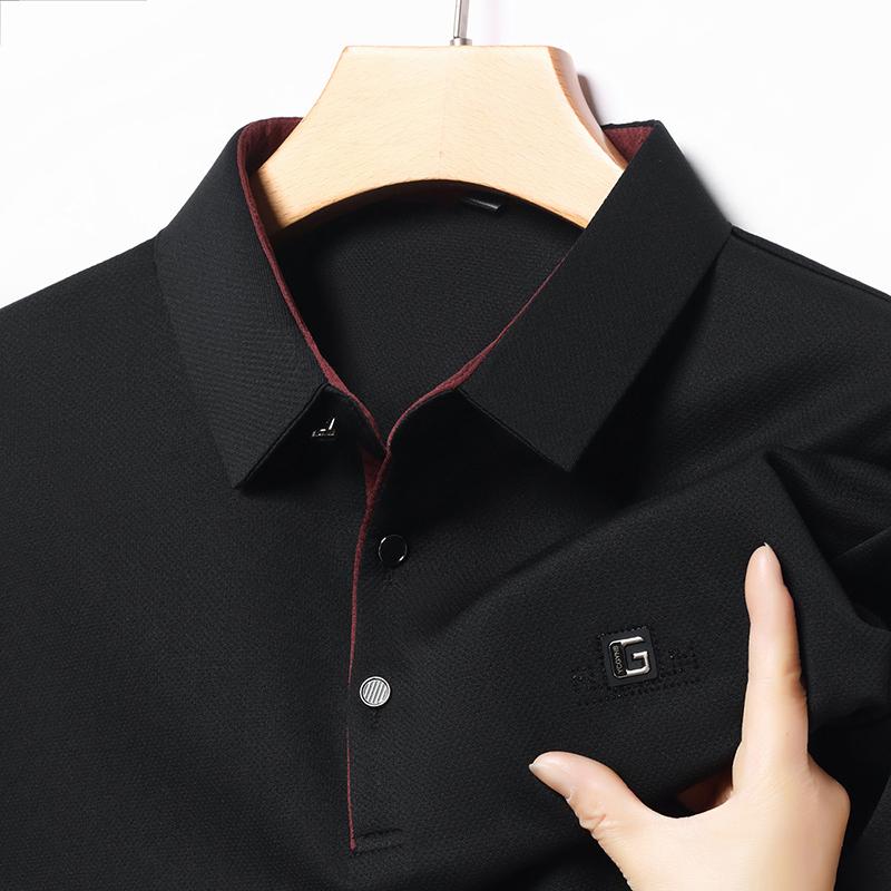 STORN New Men's Business Casual Short Sleeved Shirt with Badge Solid Color Polo Shirt Fashionable Breathable Comfortable Versatile Top