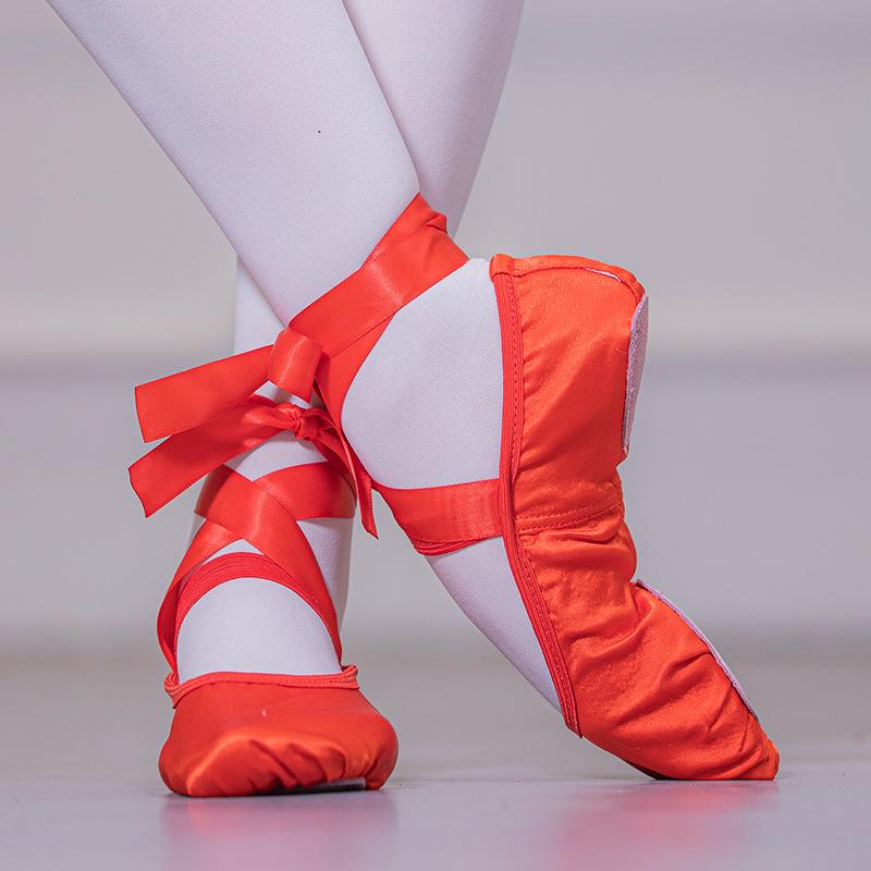 Damen Satinband Ballettschuhe - Weiche Sohle für Tanzpraxis und Unterricht