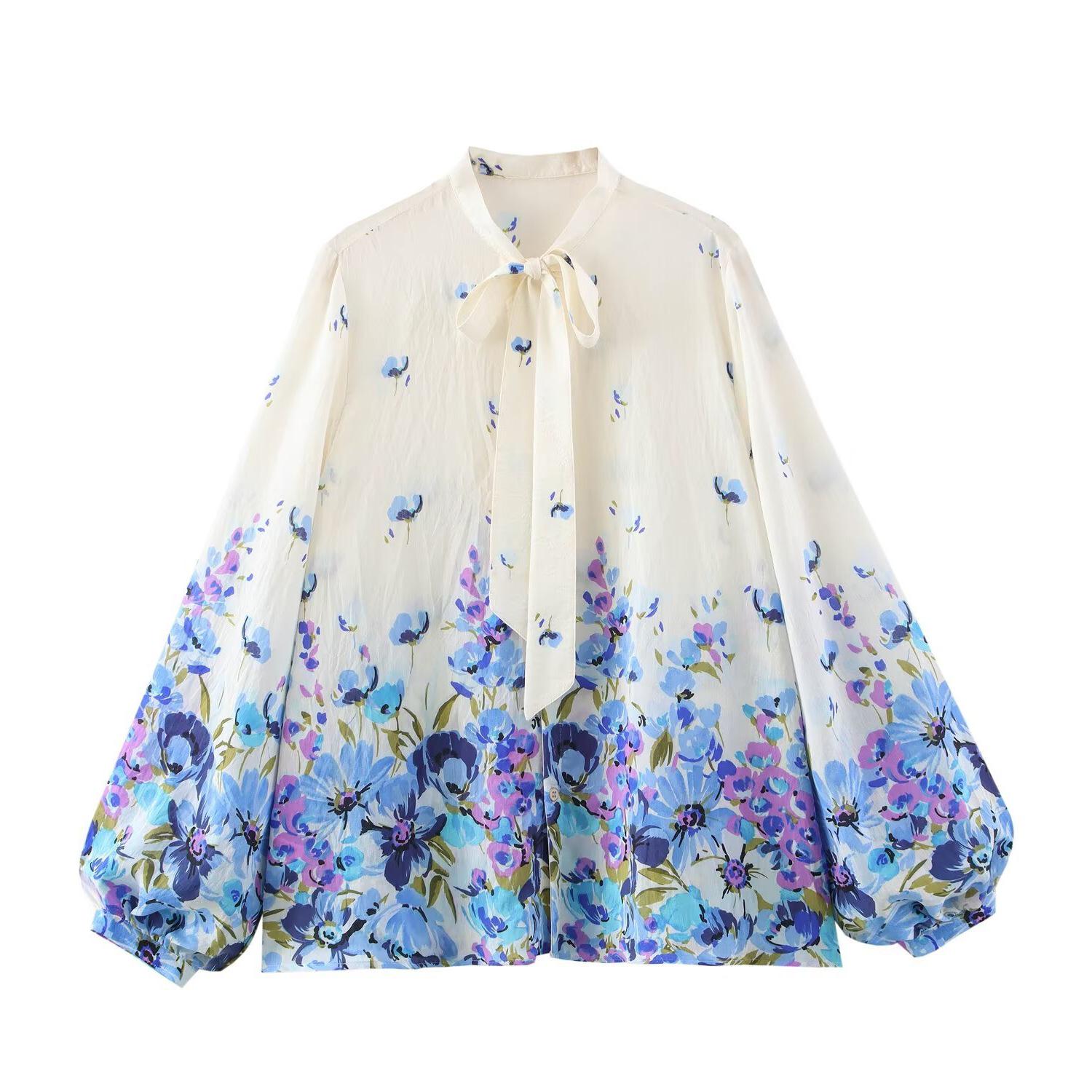 

TAOP&ZA Women s Spring/Summer Elegant Bow Print Long Sleeve Shirt Small