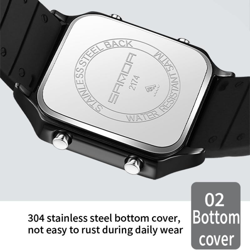 SANDA Electronic Watch Multifunctional Waterproof Sports Electronic Watch Fashion Trend Silicone Band Electronic Watch