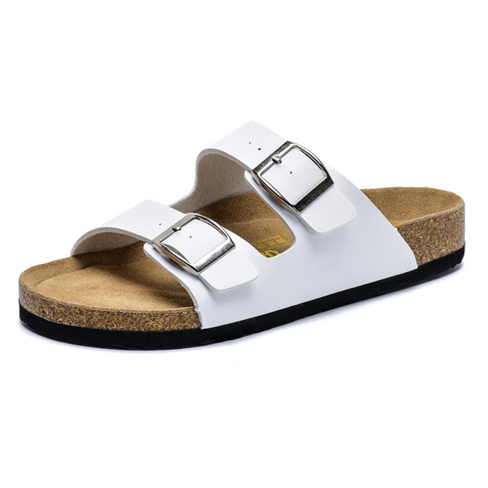 Slippers 2023 New Summer Fashion One-word Drag Couple Drag Cork Outdoor Shoes Flat Double Buckle Beach Sandals