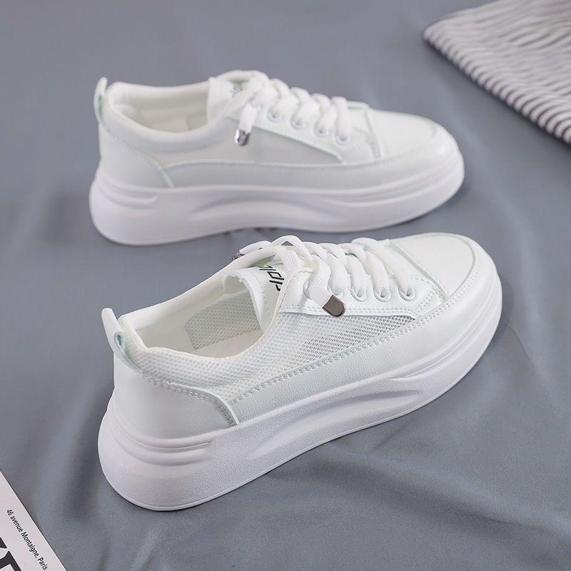 2025 Spring Women's White Korean Style Platform Sneakers – Versatile Height-Increasing Casual Shoes