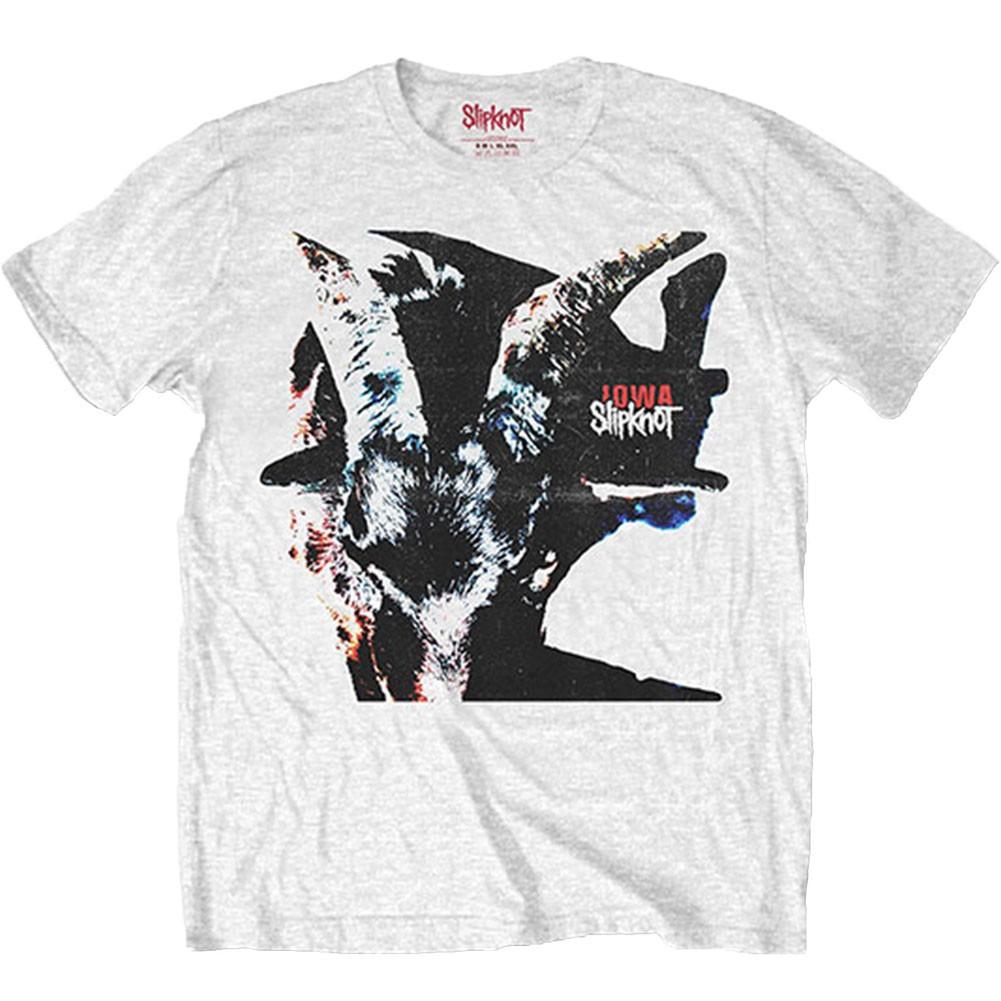 Men s Slipknot Iowa Goat Shadow (Back Print) Slim Fit T-shirt Large White 3XL