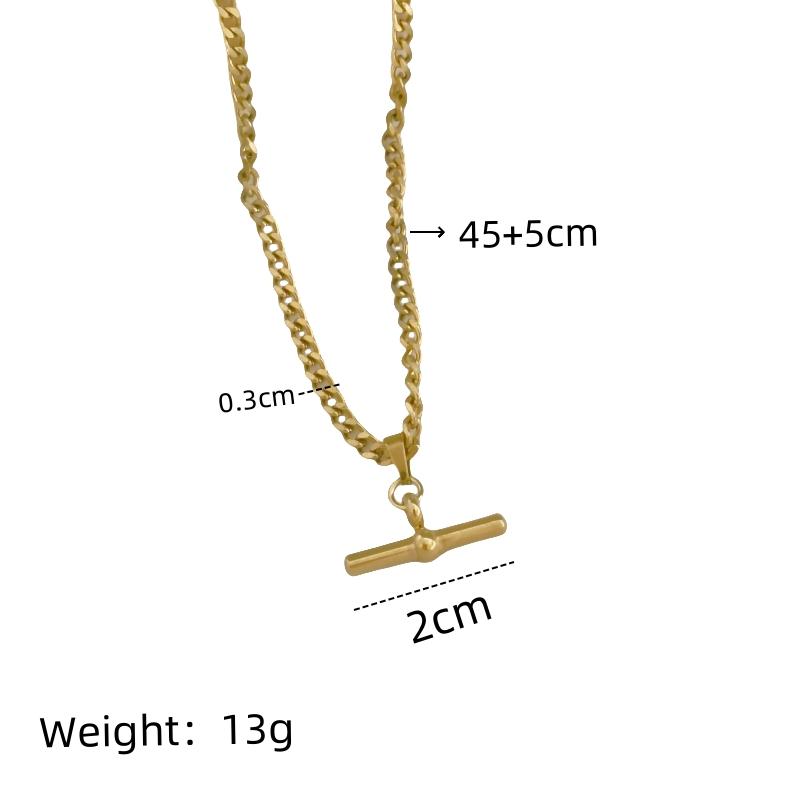 1pcs stylish simple t-shaped pendant titanium steel gold-plated personality light luxury collarbone chain necklace