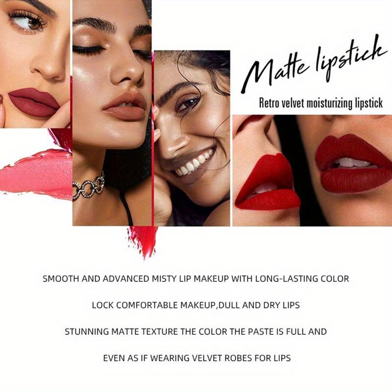 Matte Velvet Lipstick Waterproof Velvet Lip Gloss with Long Lasting Non-Stick Cup Moisturizing Lip Balm