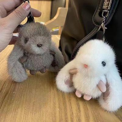 Bunny Stuffed Animal Plush Toy Rabbit Fur Keychain Fluffy Soft Cute Fuzzy Accessories Furry Key Chain Gift For Girls Kids