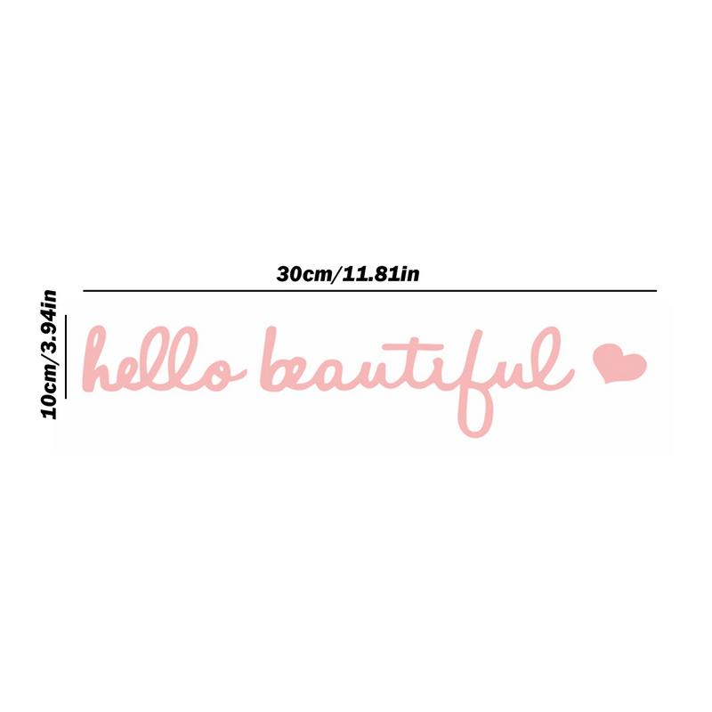 Hello Beautiful Rearview Mirror Decal Waterproof Rear View Mirror Decal Auto Sticker Hello Beautiful Sign Chic Car Decal