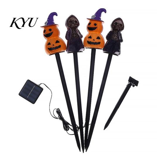 Weather Resistant Garden Lamp 4Pcs/Set Halloween Solar Ghost Stake Light, 4-in-1 Pumpkin with LED Lights, Waterproof Decorative for Outdoor