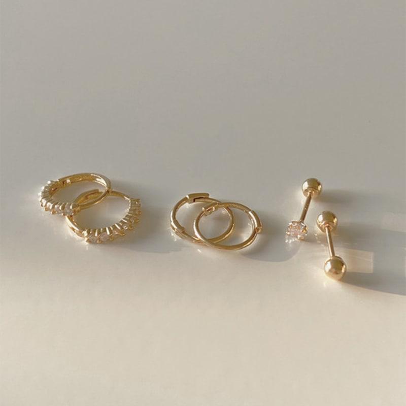 Taupe [Exclusive] 14k Gold Daily Layering Set - Hoop Earrings & Piercing